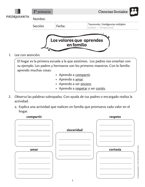 Los valores que aprendes en familia
