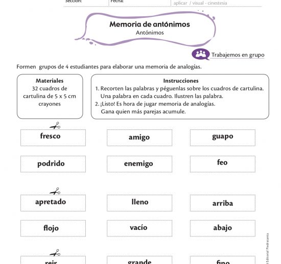 Memoria de antónimos