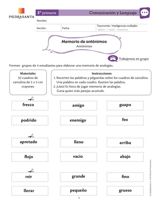 Memoria de antónimos