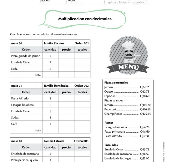 Multiplicación con decimales
