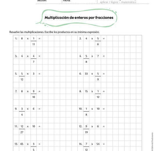 Multiplicación de enteros por fracciones