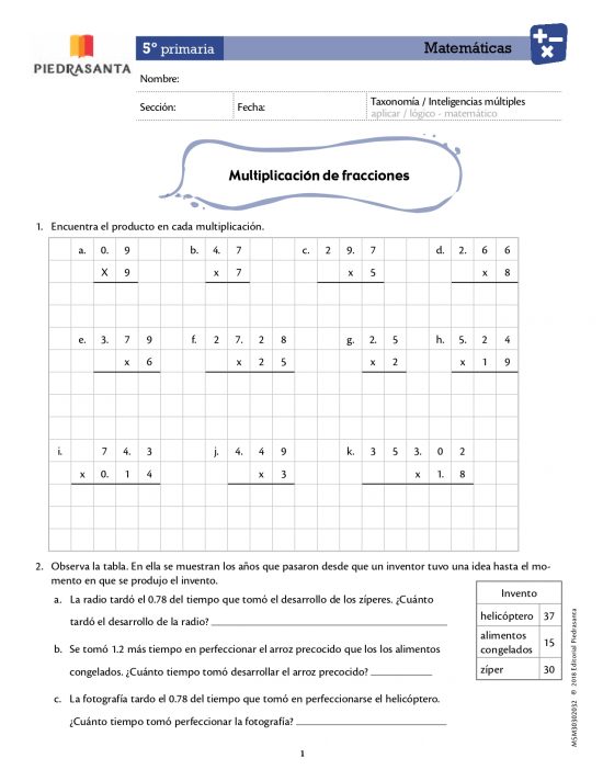 Multiplicación de fracciones