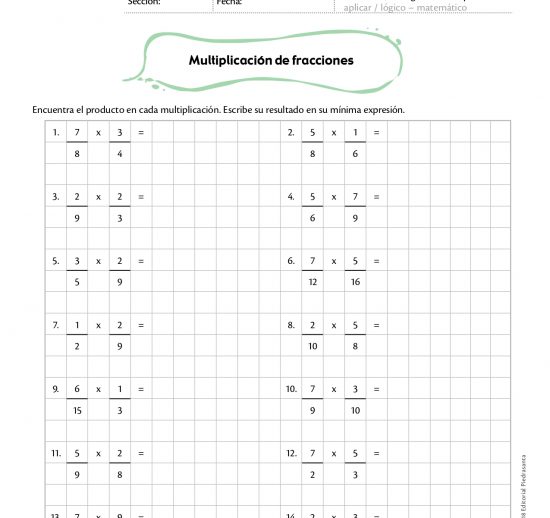 Multiplicación de fracciones