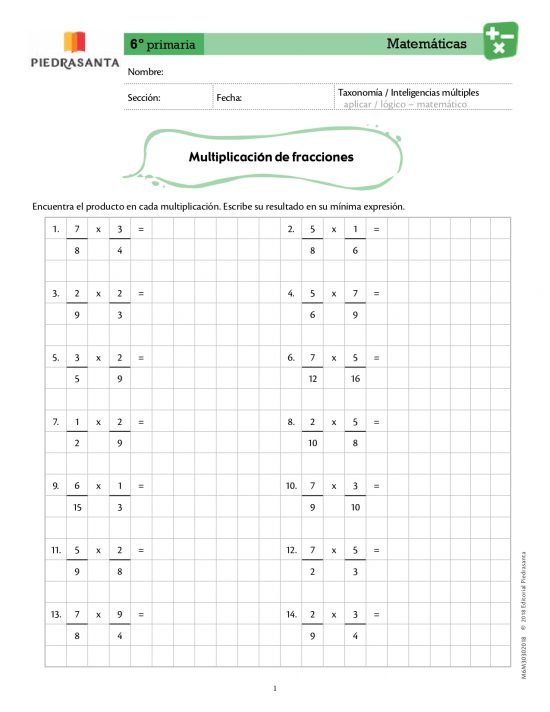 Multiplicación de fracciones