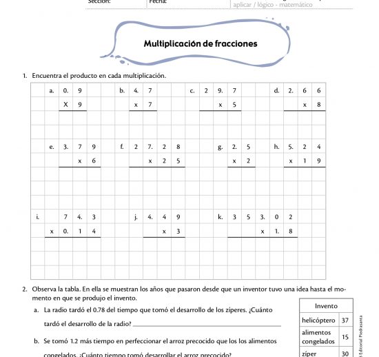 Multiplicación de fracciones