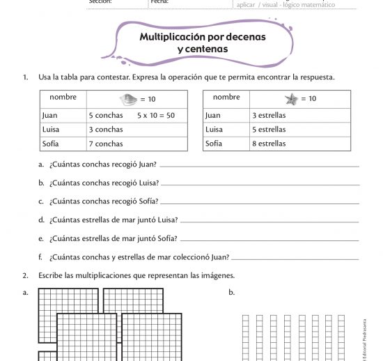 Multiplica por decenas y centenas