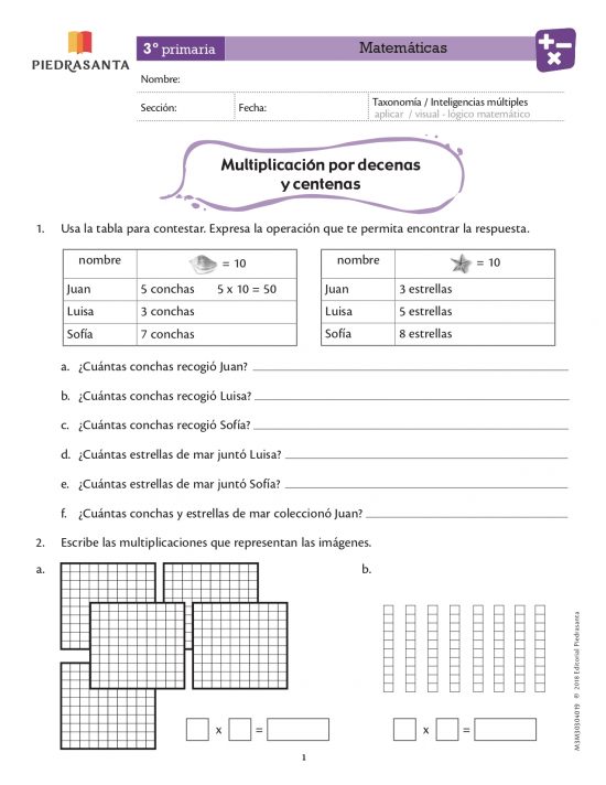 Multiplica por decenas y centenas