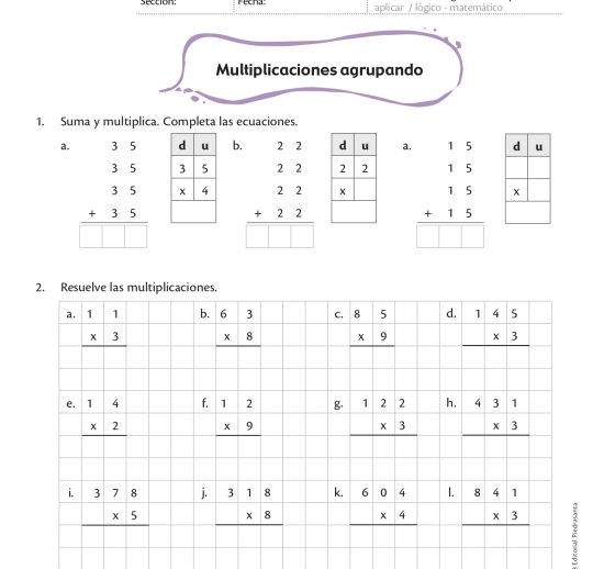 Multiplicaciones agrupando