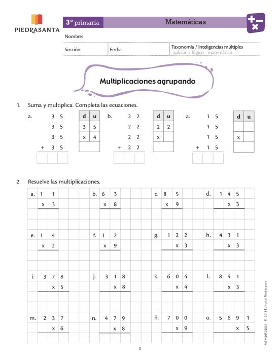 Multiplicaciones agrupando