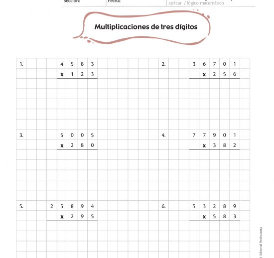 Multiplicaciones de tres dígitos