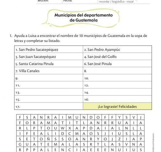 Municipios del departamento de Guatemala