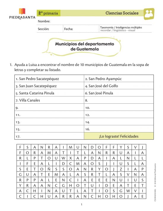 Municipios del departamento de Guatemala