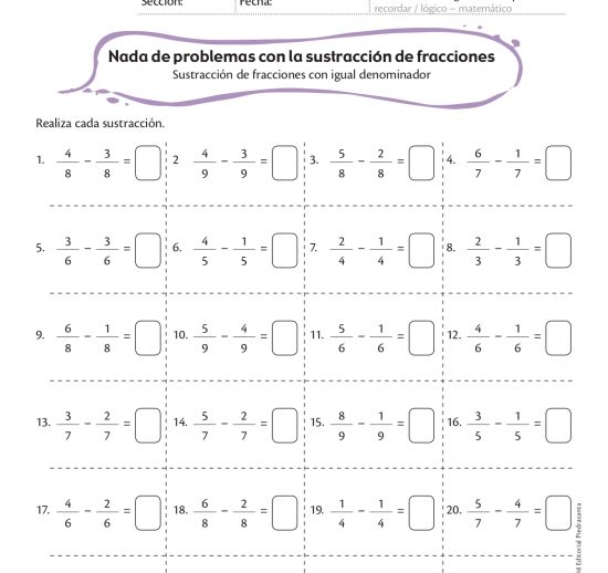 Nada de problemas con la sustracción de fracciones