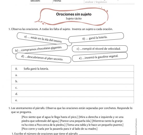 Oraciones sin sujeto