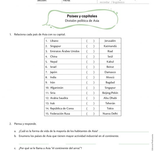 Países y capitales