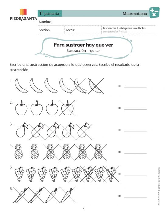 Para sustraer hay que ver