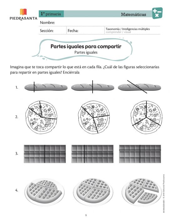 Partes iguales para compartir