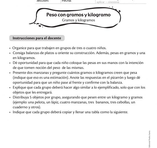 Peso con gramos y kilogramo