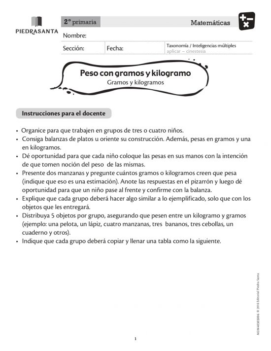 Peso con gramos y kilogramo