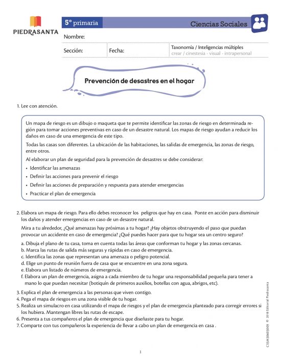 Prevención de desastres en el hogar
