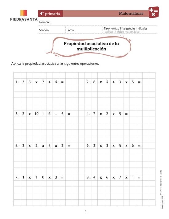 Propiedad asociativa de la multiplicación
