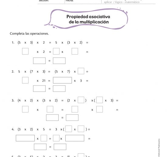 Propiedad asociativa de la multiplicación