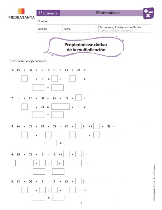 Propiedad asociativa de la multiplicación