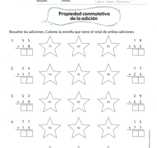 Propiedad conmutativa de la adición