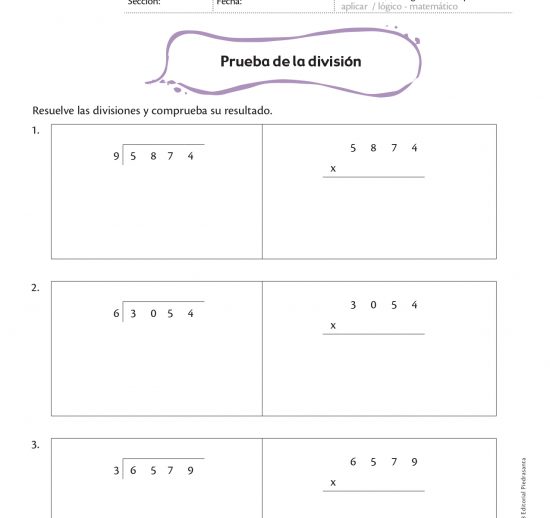 Prueba de la división