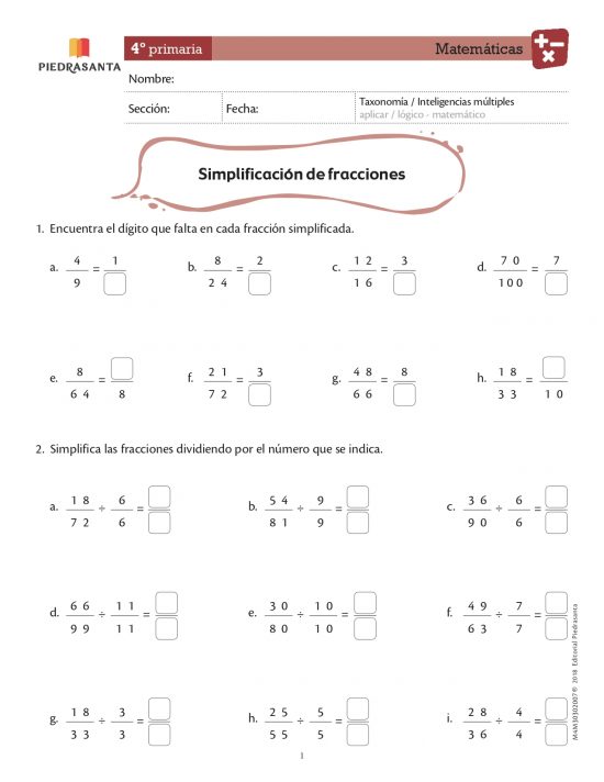 Simplificación de fracciones