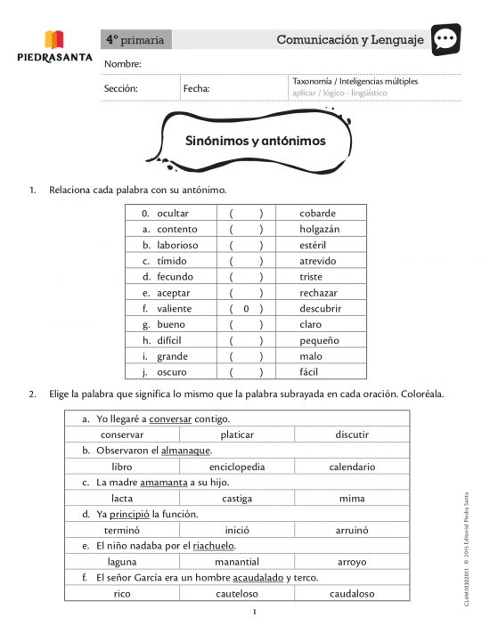 Sinónimos y antónimos