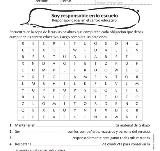 Soy responsable en la escuela