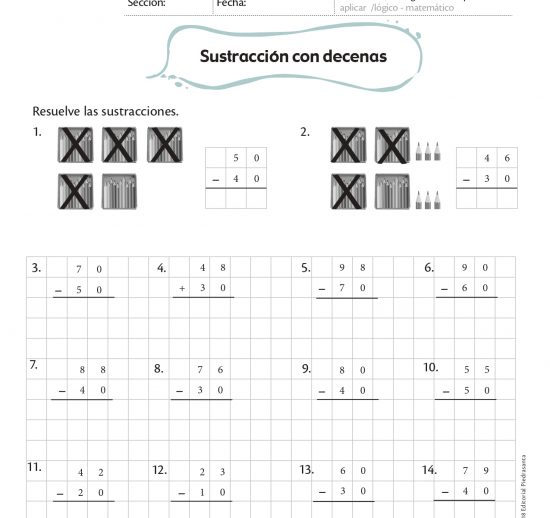 Sustracción con decenas