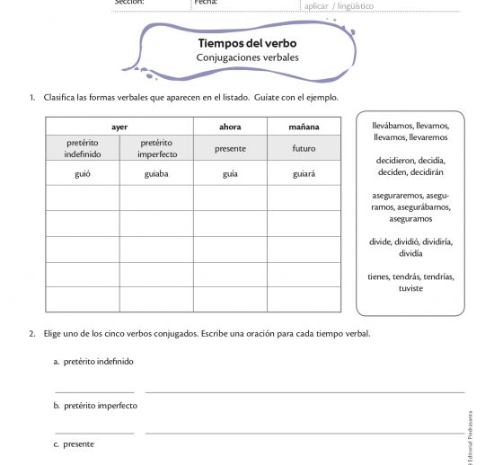 Tiempos del verbo