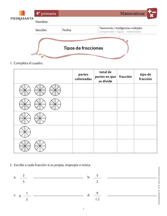Tipos de fracciones