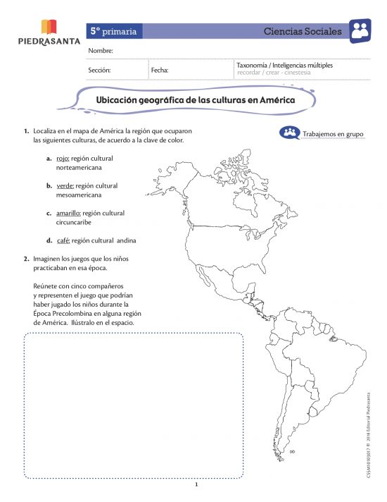 Ubicación geográfica de las culturas en America