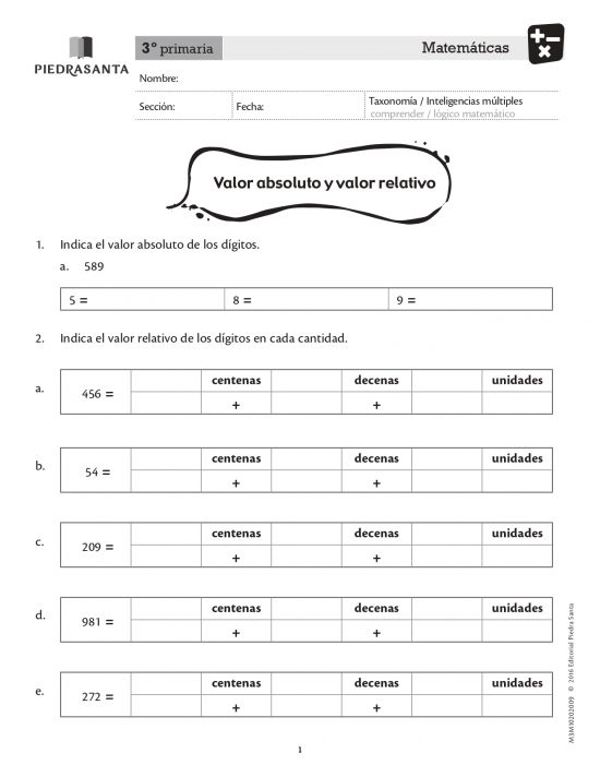 Valor absoluto y valor relativo