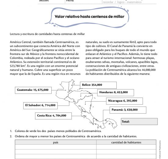 Valor relativo hasta centenas de millar