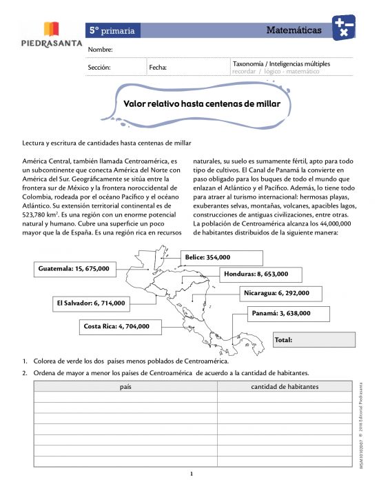 Valor relativo hasta centenas de millar