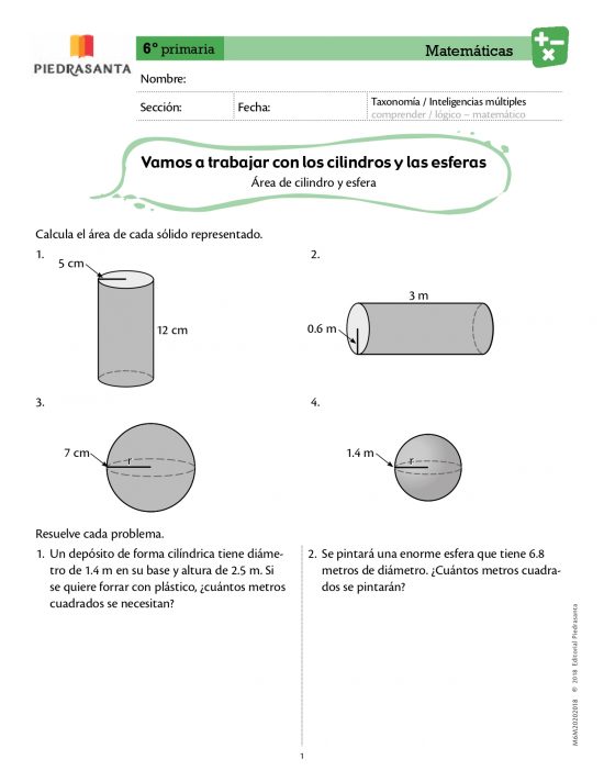 Vamos a trabajar con los cilindros y las esferas