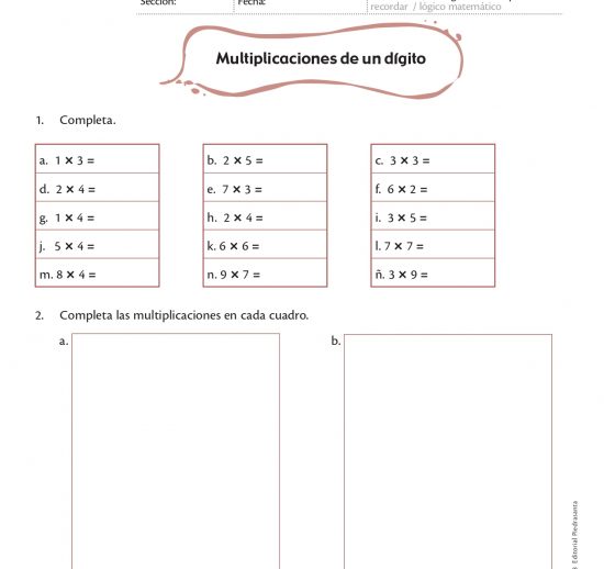 Multiplicaciones de un dígito
