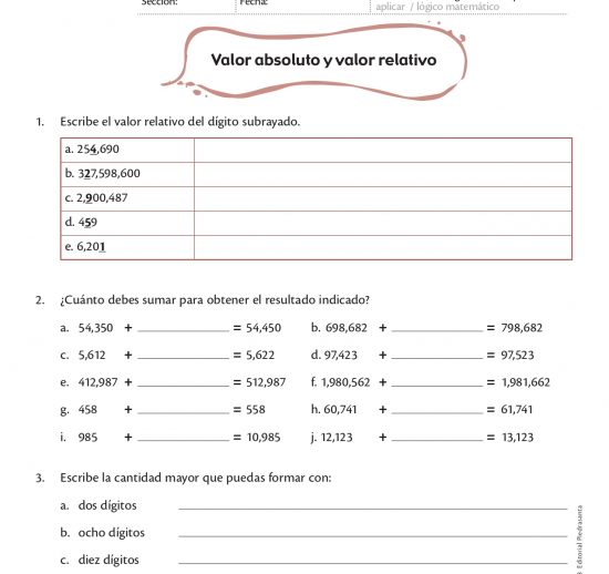 Valor absoluto y valor relativo
