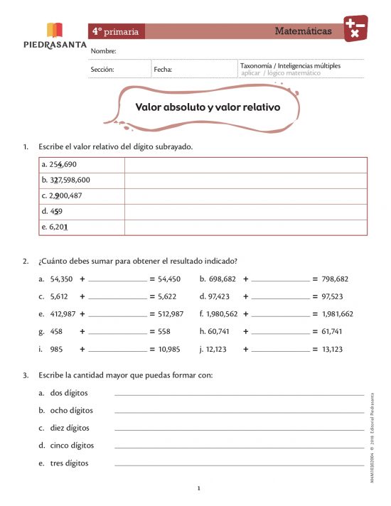 Valor absoluto y valor relativo