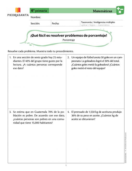 ¡Qué fácil es resolver problemas de porcentaje!