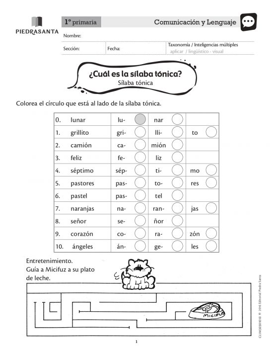 ¿Cuál es la sílaba tónica?