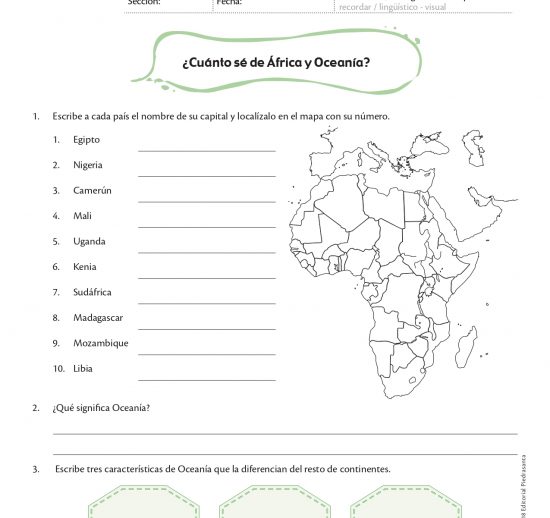 ¿Cuánto se de África y Oceanía?