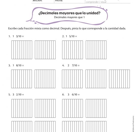 ¿Decimales mayores que la unidad?