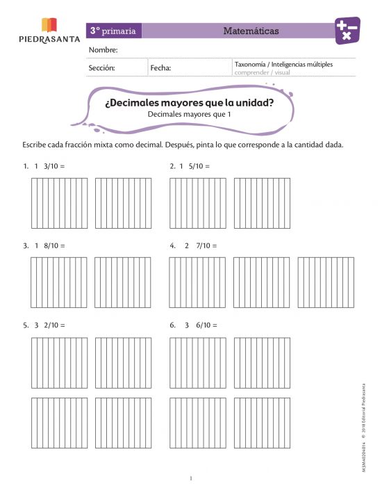 ¿Decimales mayores que la unidad?