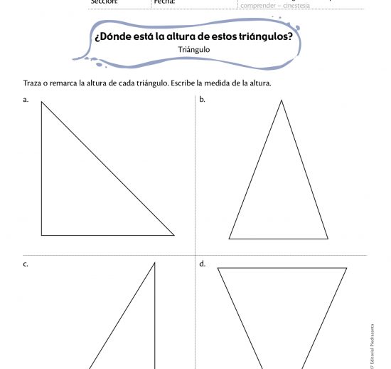 ¿Dónde está la altura de estos triángulos?