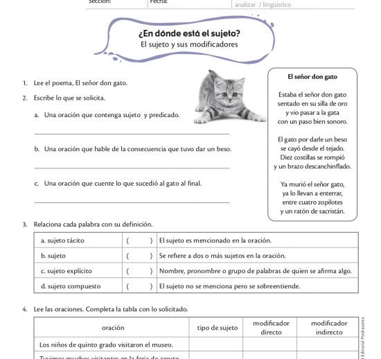 ¿En dónde está el sujeto?